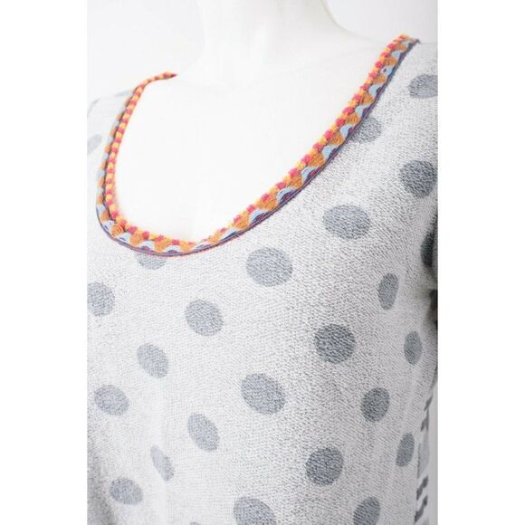 Akemi & Kin Anthropologie Womans Top Shirt Size S Gray Stripe Polka Dot Knit - Picture 3 of 6